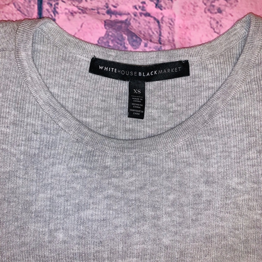 WHBM Light Grey Ruffles Cold Shoulder Sweater - Picture 7 of 8